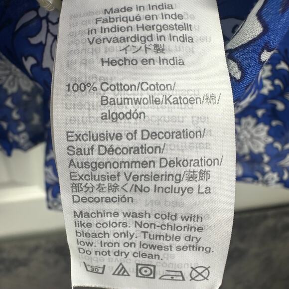 J.CREW BEAUTIFUL embroidered 100% cotton voile top in block print Size M coastal - Picture 11 of 16